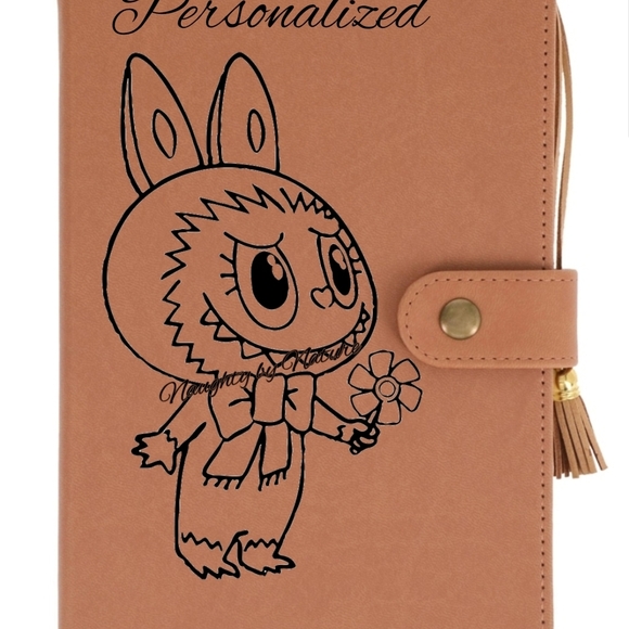 Personalized Labubu Monster Tan Faux Leather Notebook - Picture 1 of 1
